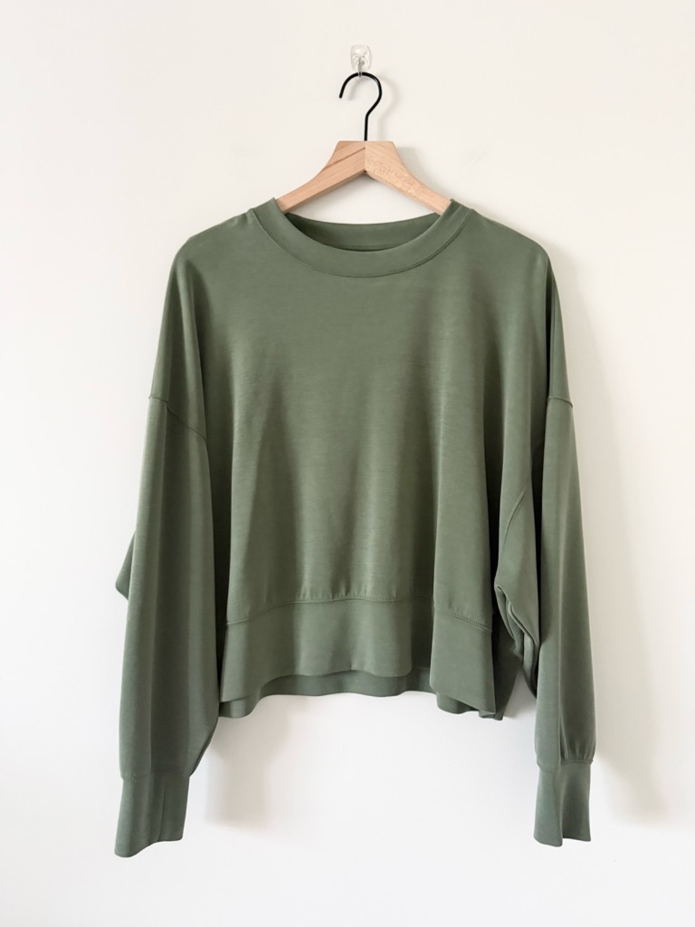 AS Revival Slouchy Long Sleeve Crewneck in Olive Green Size M